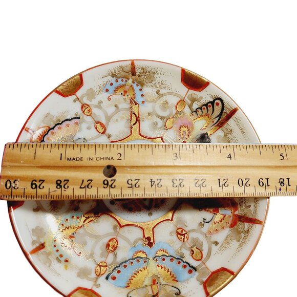 Vintage 1930s Butterfly Teacup & Saucer Set Japanese Eggshell Porcelain Miniatur - Picture 14 of 14